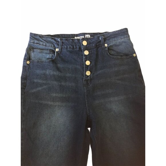 Route 66 Womens Mid Rise Ankle Wide Leg Jeans Size 12 Blue Denim Button Closure - Picture 3 of 5